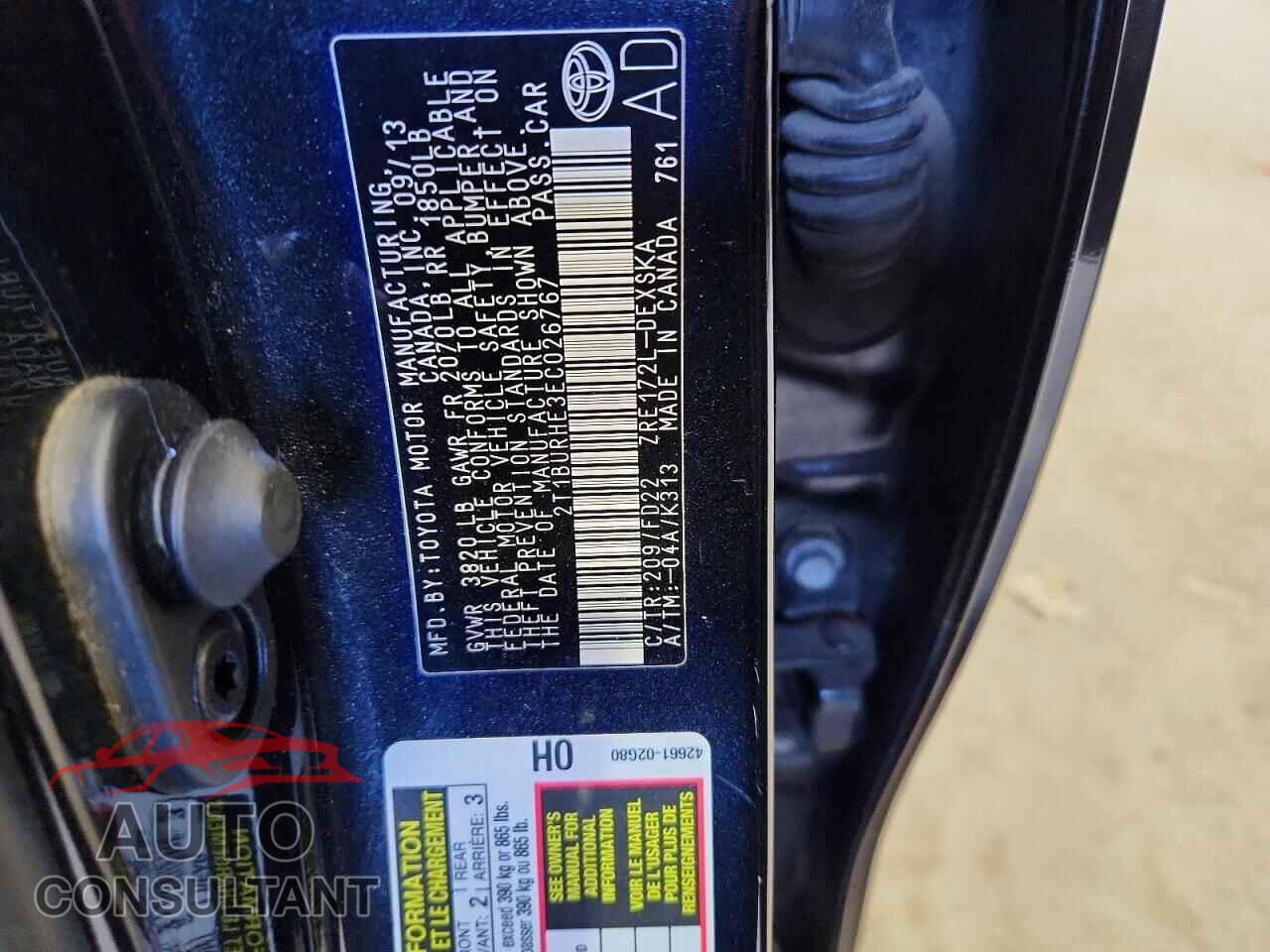 TOYOTA COROLLA 2014 - 2T1BURHE3EC026767