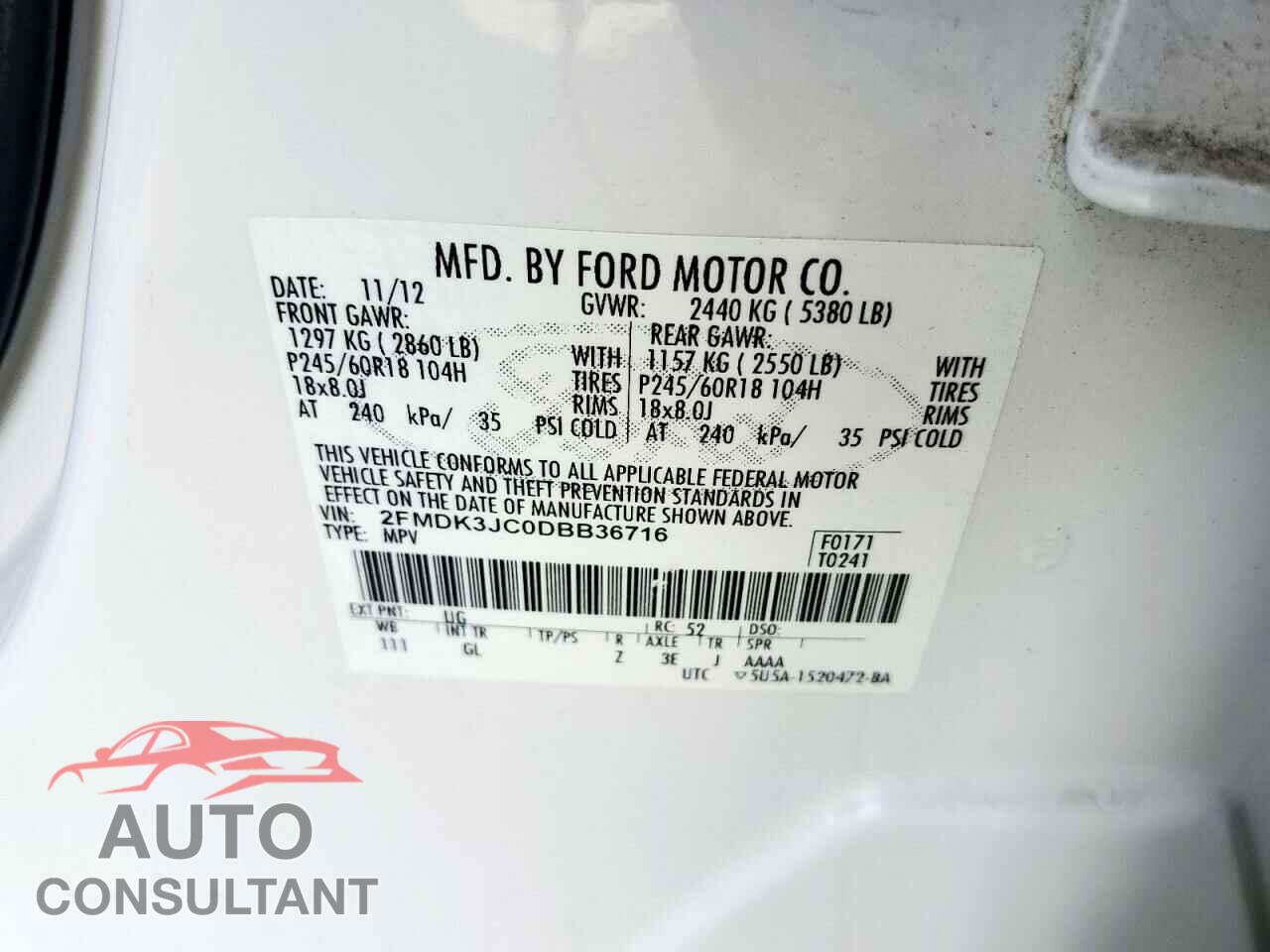 FORD EDGE 2013 - 2FMDK3JC0DBB36716