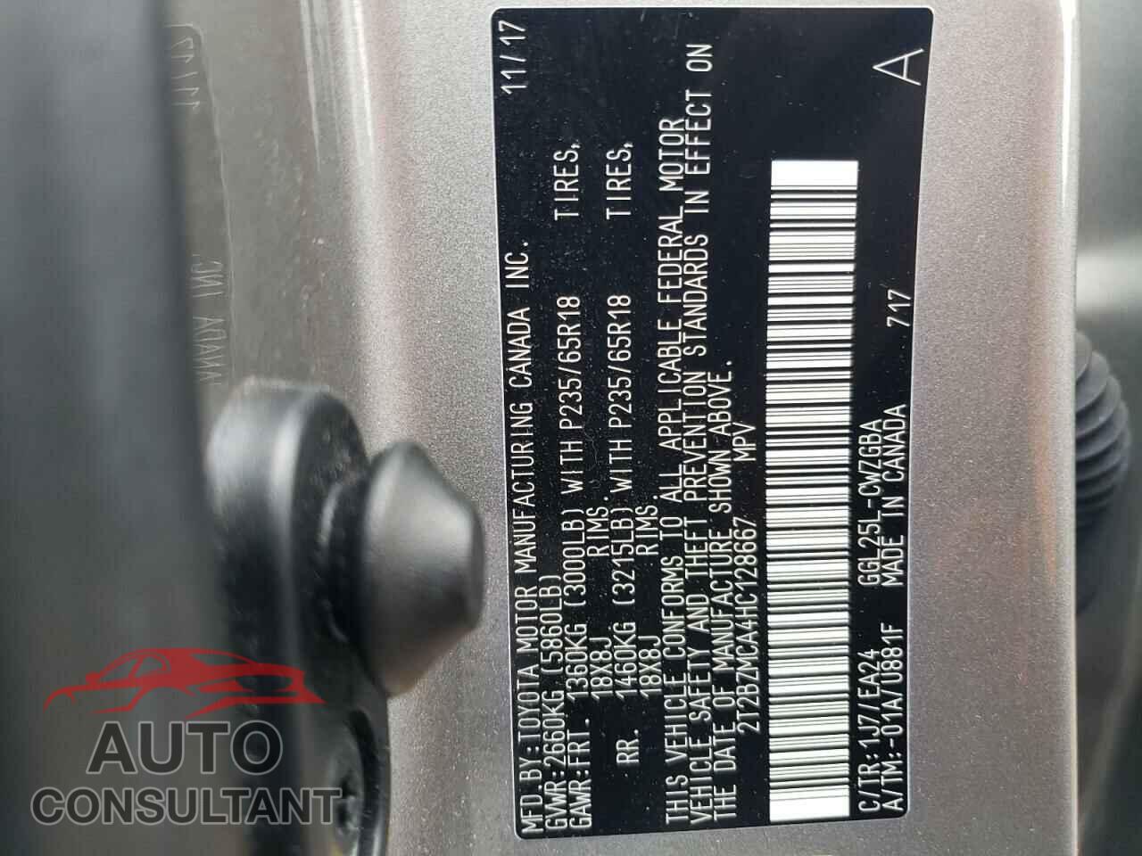 LEXUS RX350 2017 - 2T2BZMCA4HC128667