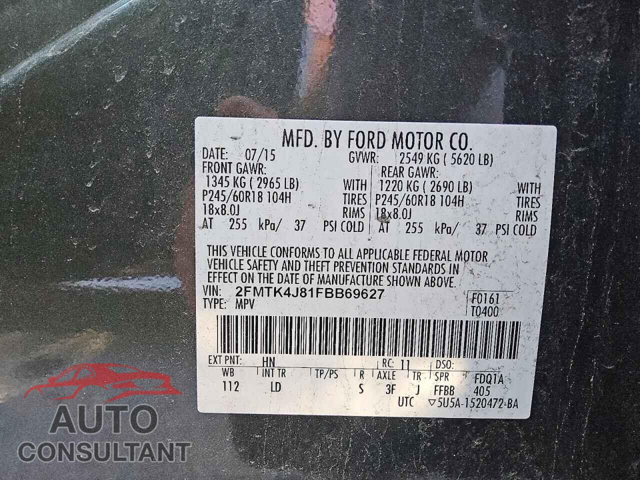 FORD EDGE 2015 - 2FMTK4J81FBB69627