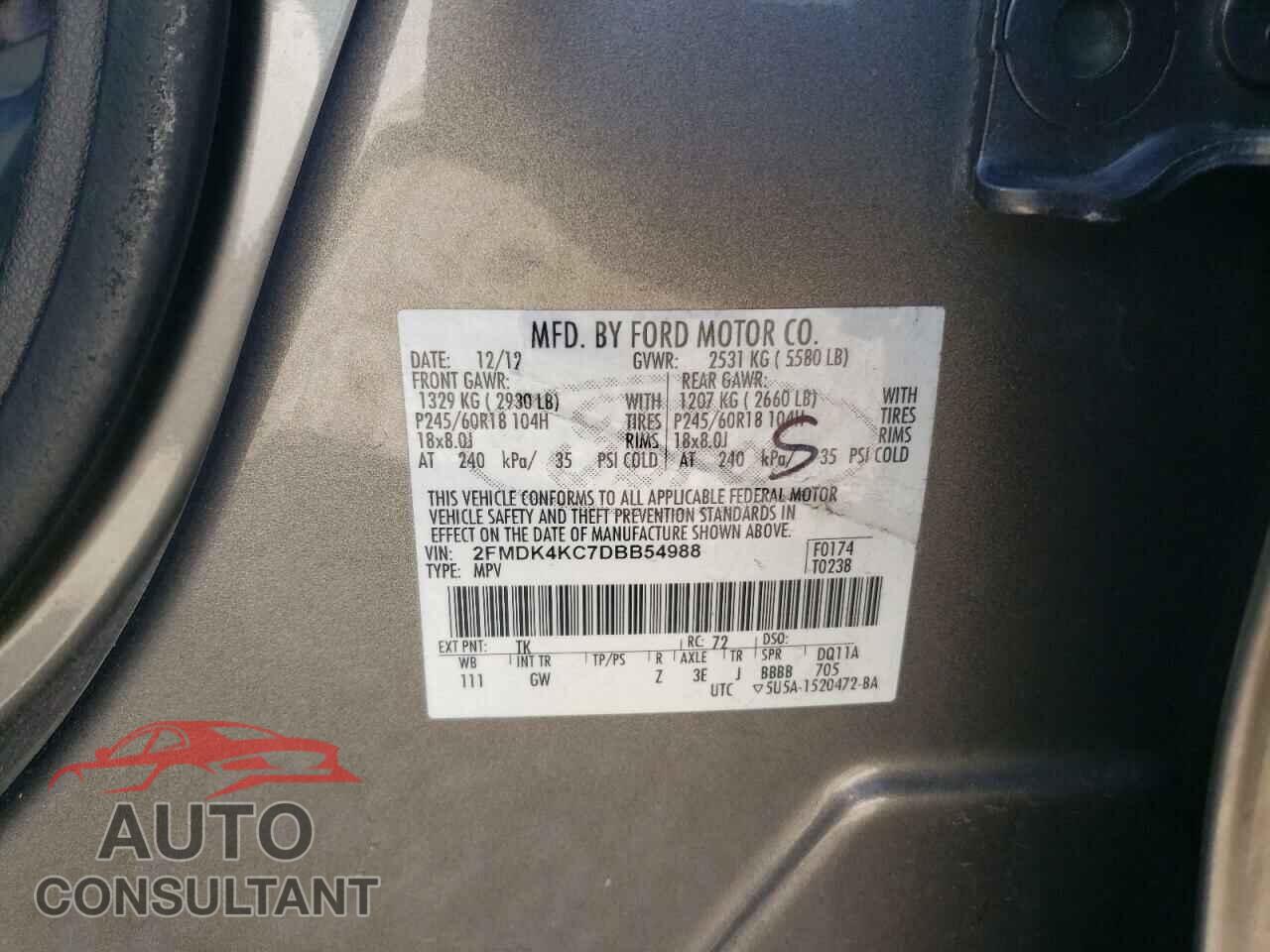 FORD EDGE 2013 - 2FMDK4KC7DBB54988