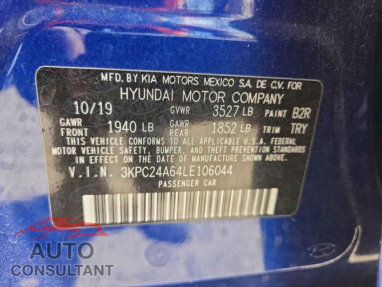 HYUNDAI ACCENT 2020 - 3KPC24A64LE106044