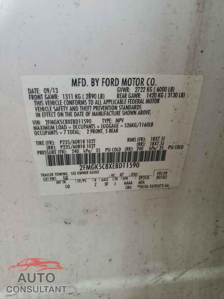 FORD FLEX 2014 - 2FMGK5C8XEBD11590