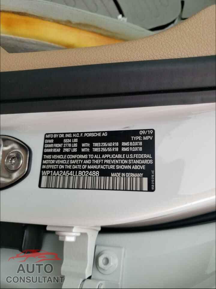 PORSCHE MACAN 2020 - WP1AA2A54LLB02488
