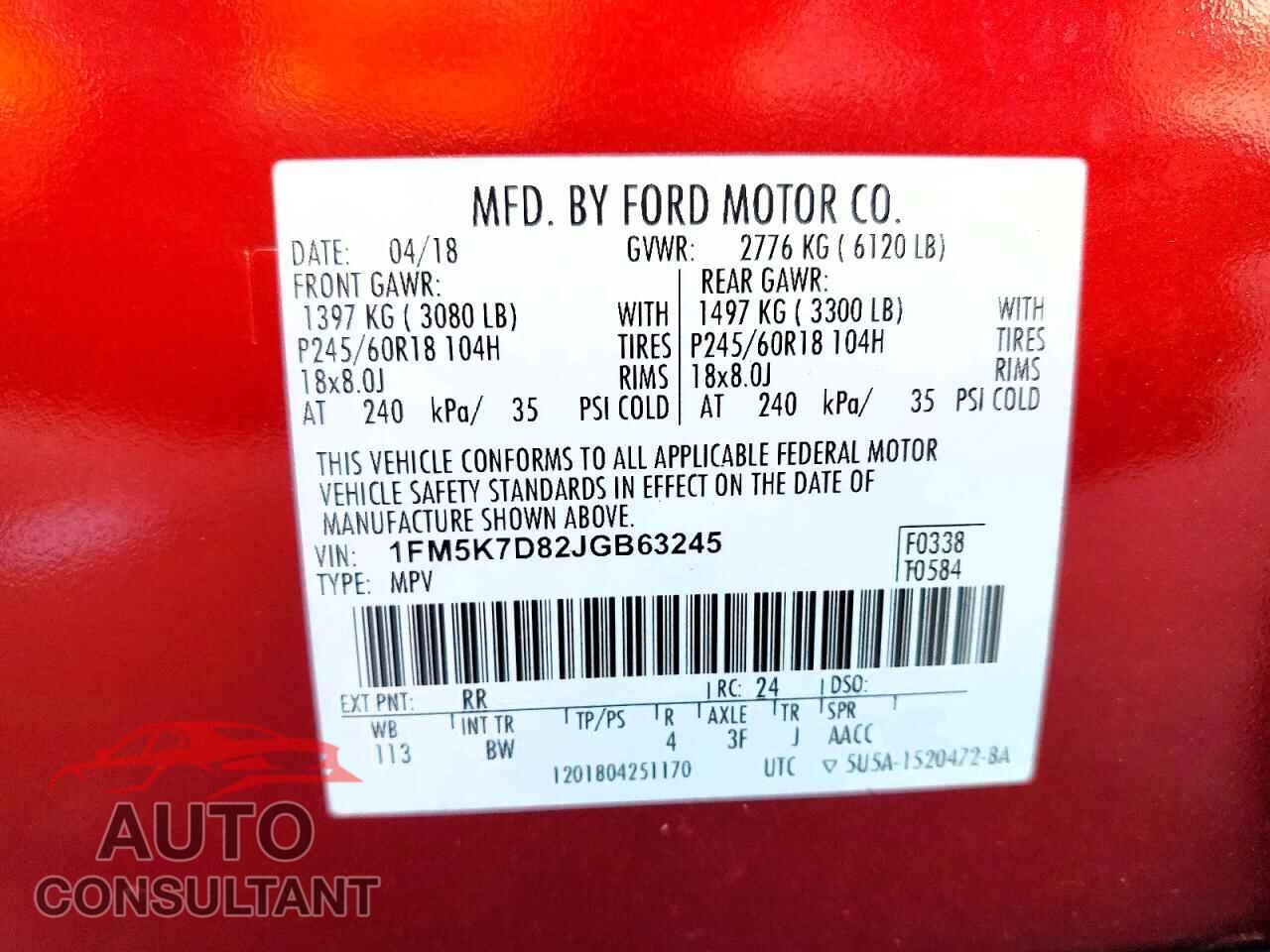 FORD EXPLORER 2018 - 1FM5K7D82JGB63245