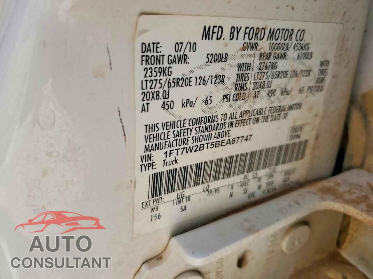 FORD F250 2011 - 1FT7W2BT5BEA67747