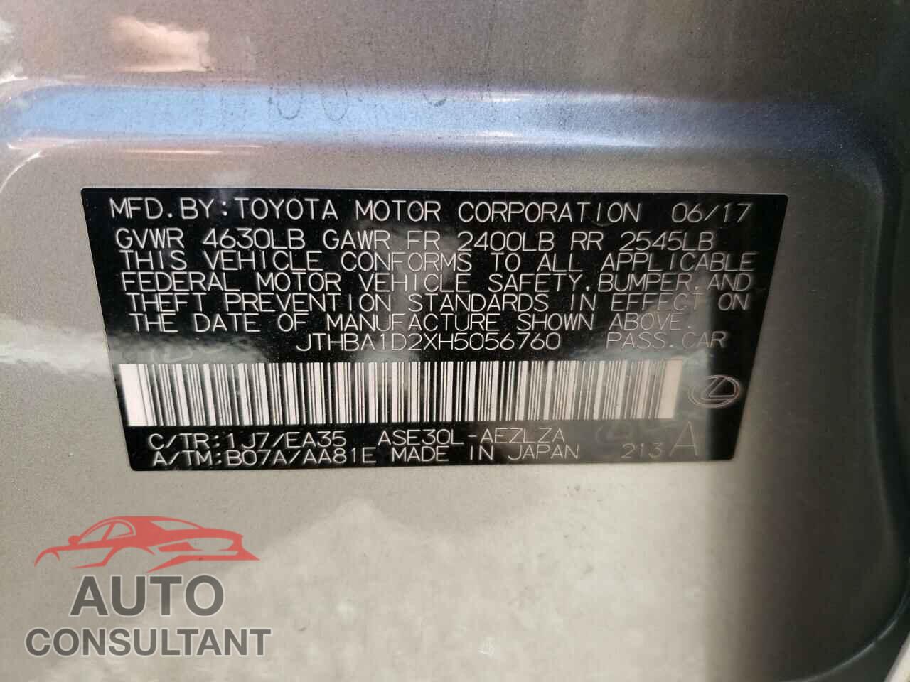 LEXUS IS 2017 - JTHBA1D2XH5056760
