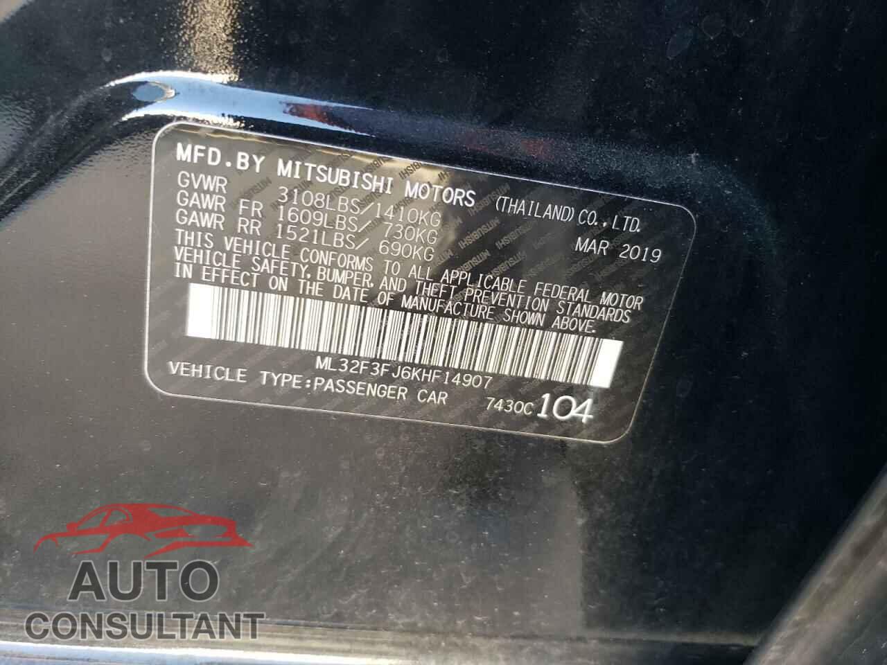 MITSUBISHI MIRAGE 2019 - ML32F3FJ6KHF14907