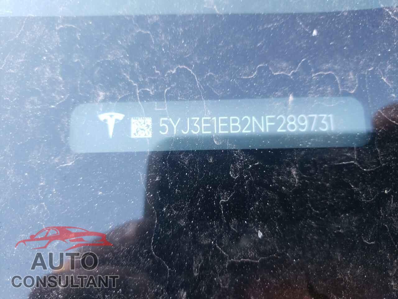 TESLA MODEL 3 2022 - 5YJ3E1EB2NF289731