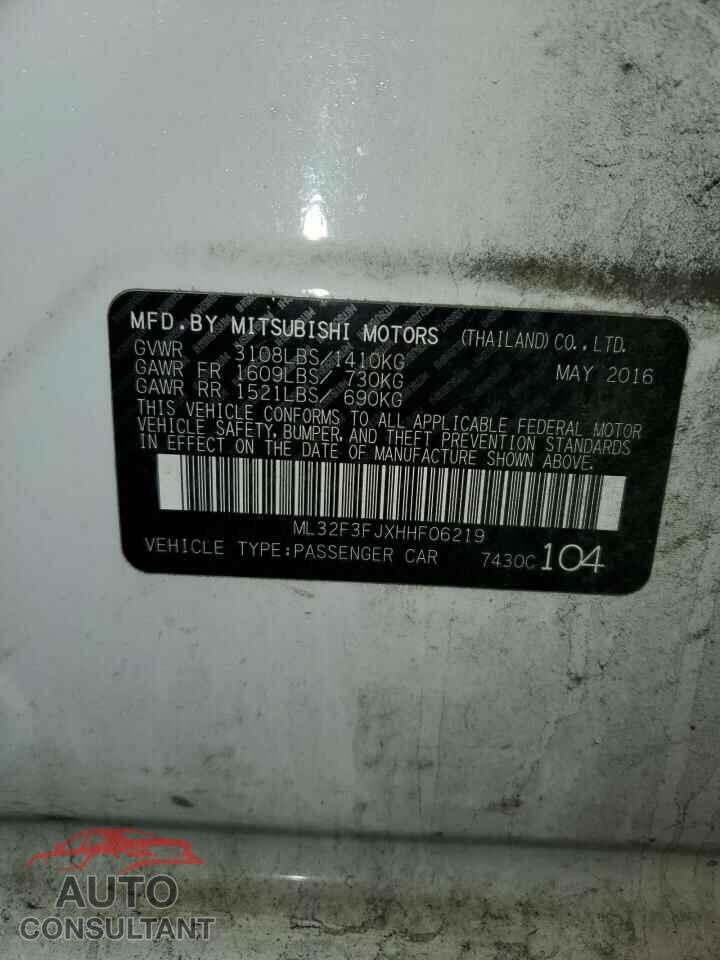 MITSUBISHI MIRAGE 2017 - ML32F3FJXHHF06219