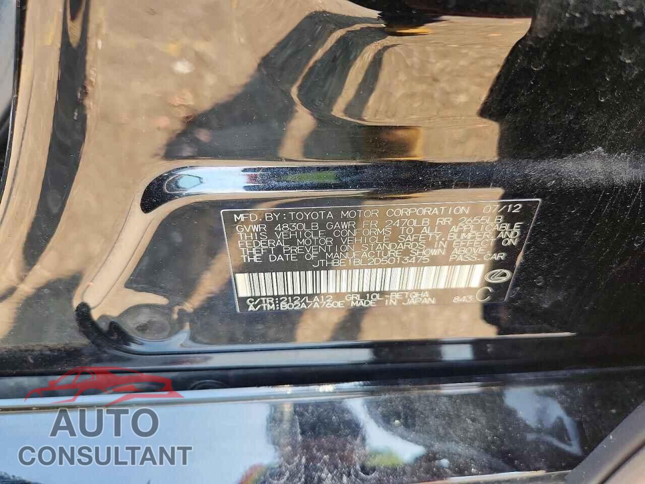 LEXUS GS 2013 - JTHBE1BL2D5013475