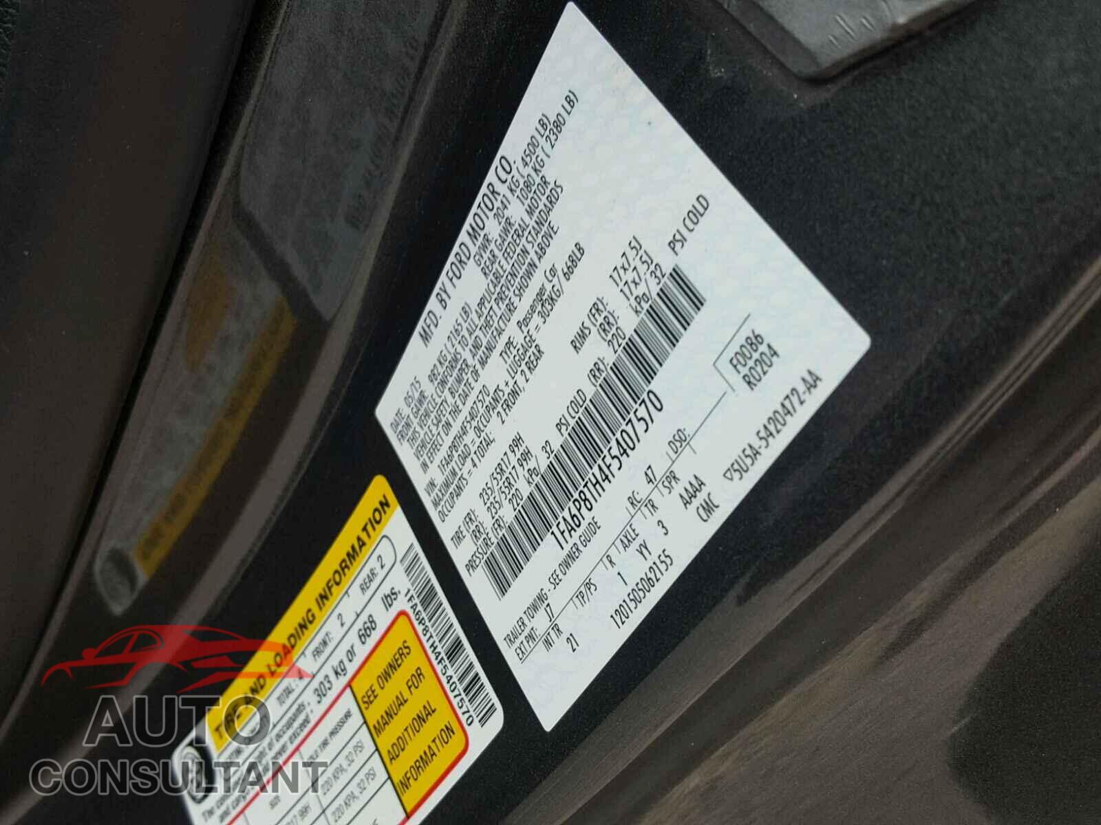 FORD MUSTANG 2015 - 1FA6P8TH4F5407570