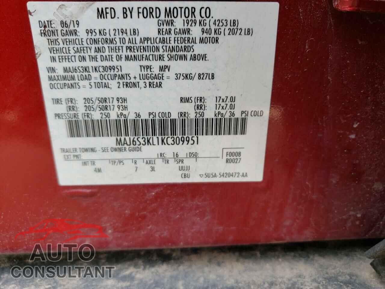 FORD ECOSPORT 2019 - MAJ6S3KL1KC309951