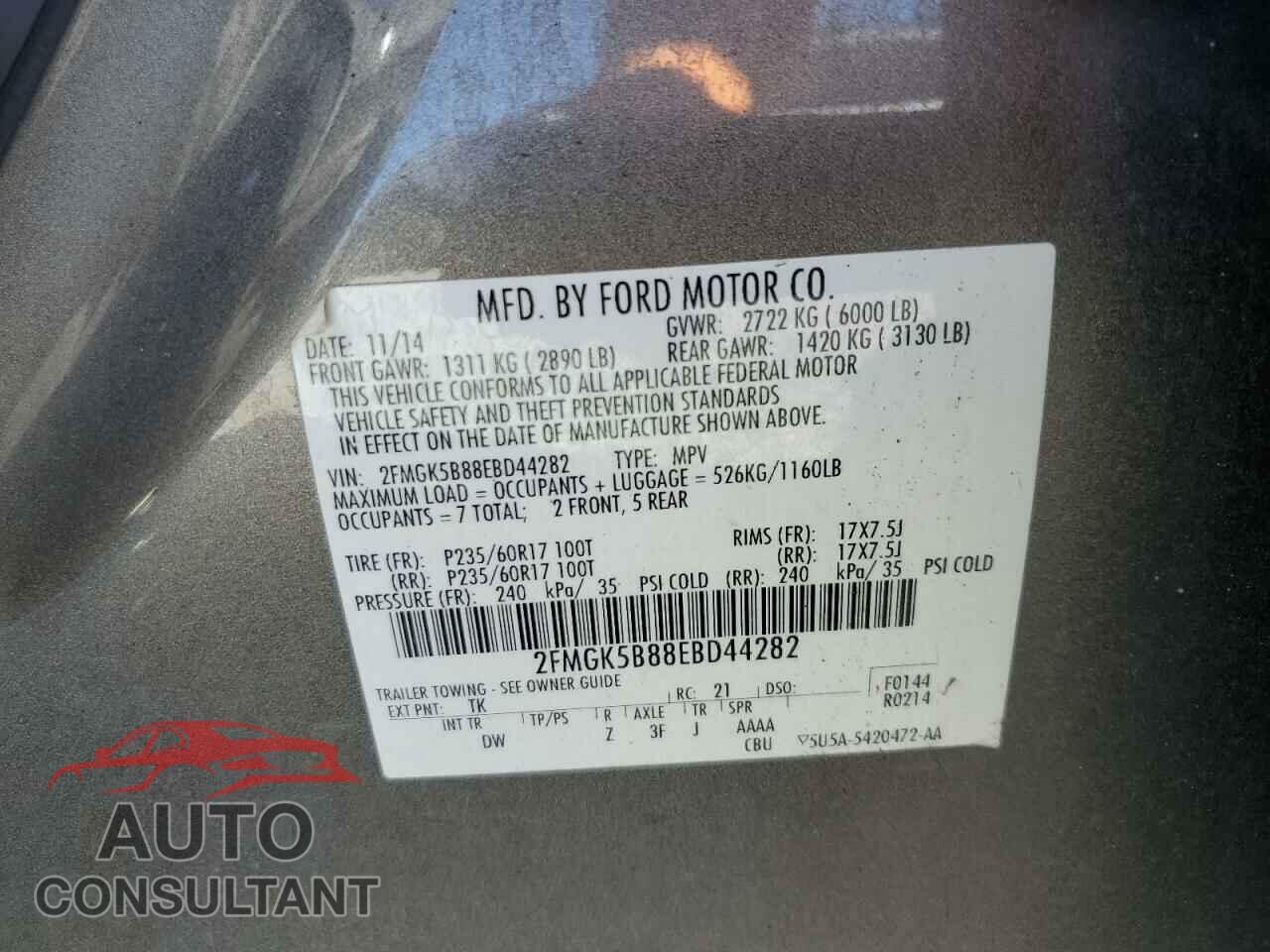 FORD FLEX 2014 - 2FMGK5B88EBD44282