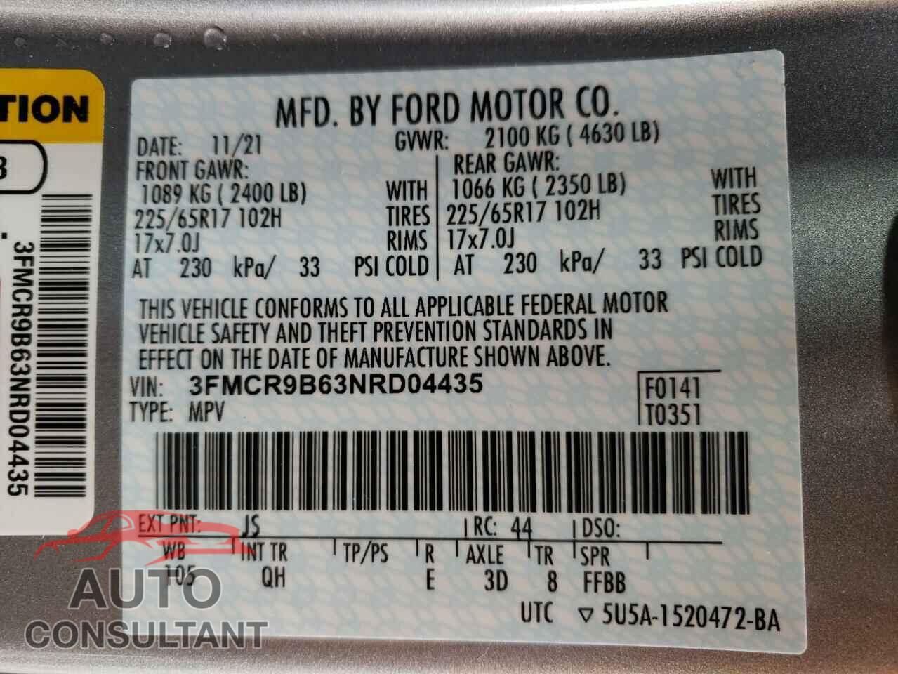 FORD BRONCO 2022 - 3FMCR9B63NRD04435