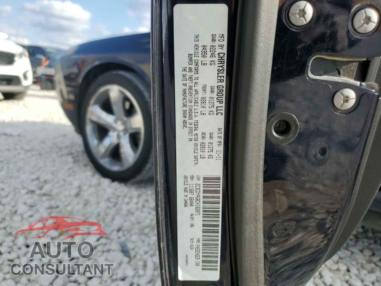 DODGE CHALLENGER 2012 - 2C3CDYAG8CH162071