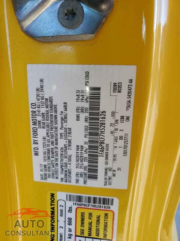 FORD MUSTANG 2017 - 1FA6P8CF7H5281626