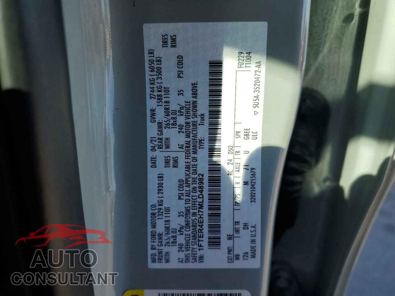 FORD RANGER 2021 - 1FTER4EH7MLD48982