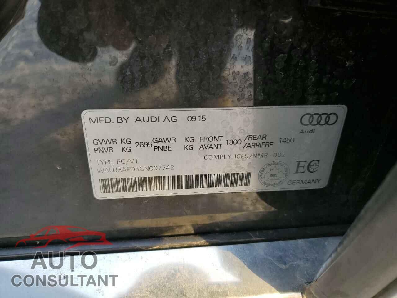 AUDI A8 2016 - WAUJRAFD5GN007742