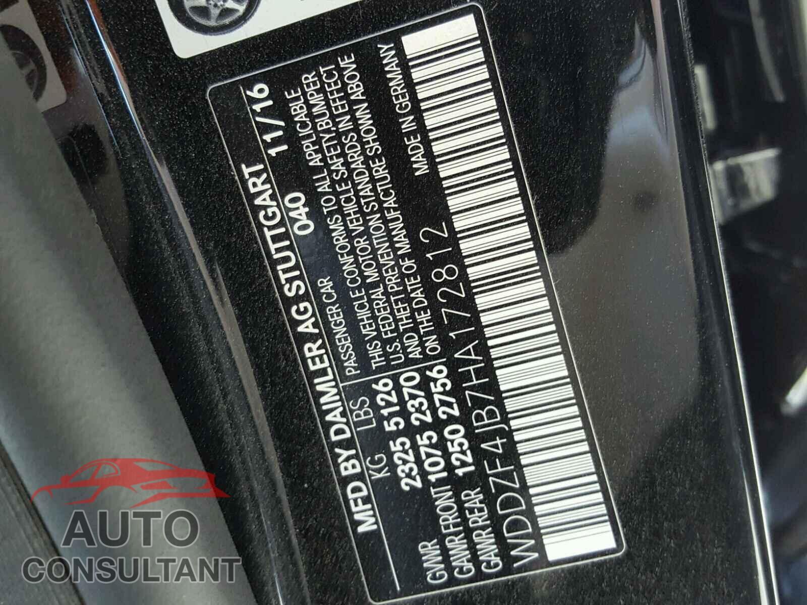 MERCEDES-BENZ E CLASS 2017 - WDDZF4JB7HA172812