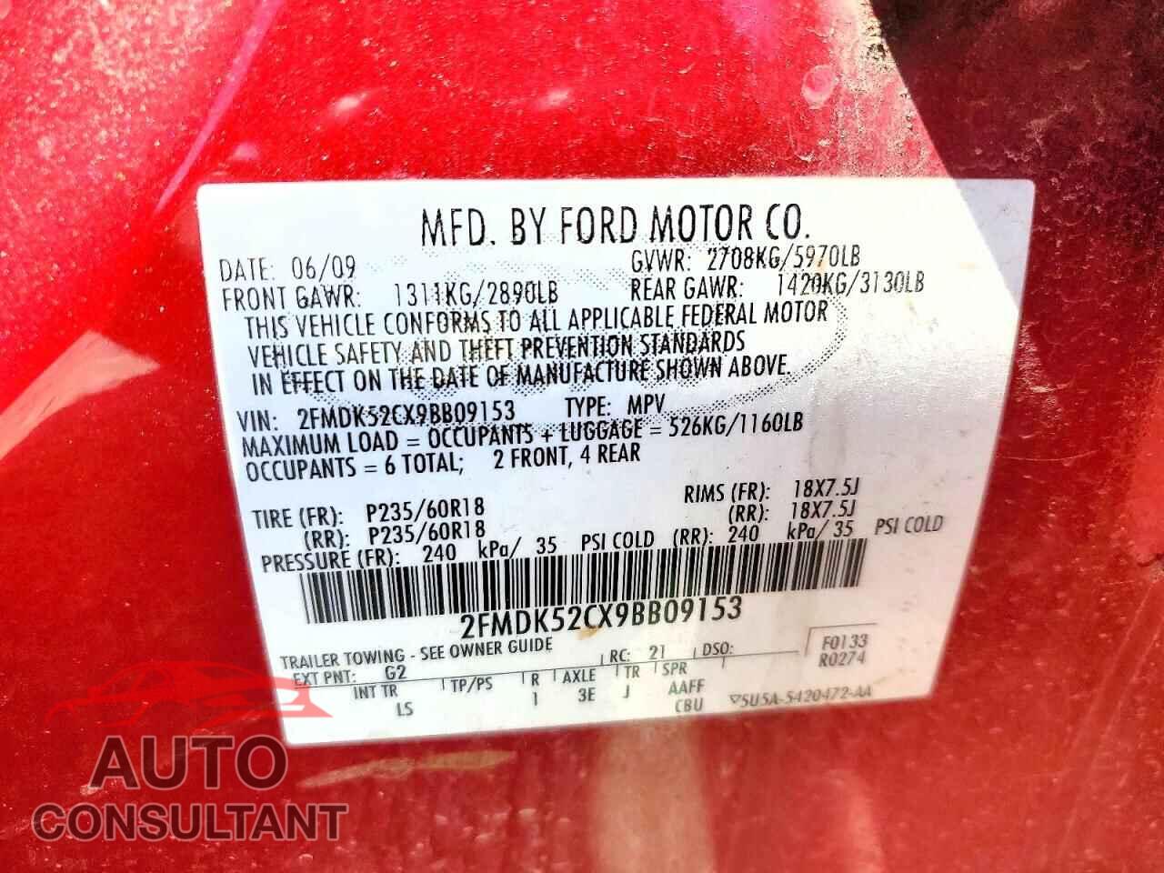 FORD FLEX 2009 - 2FMDK52CX9BB09153