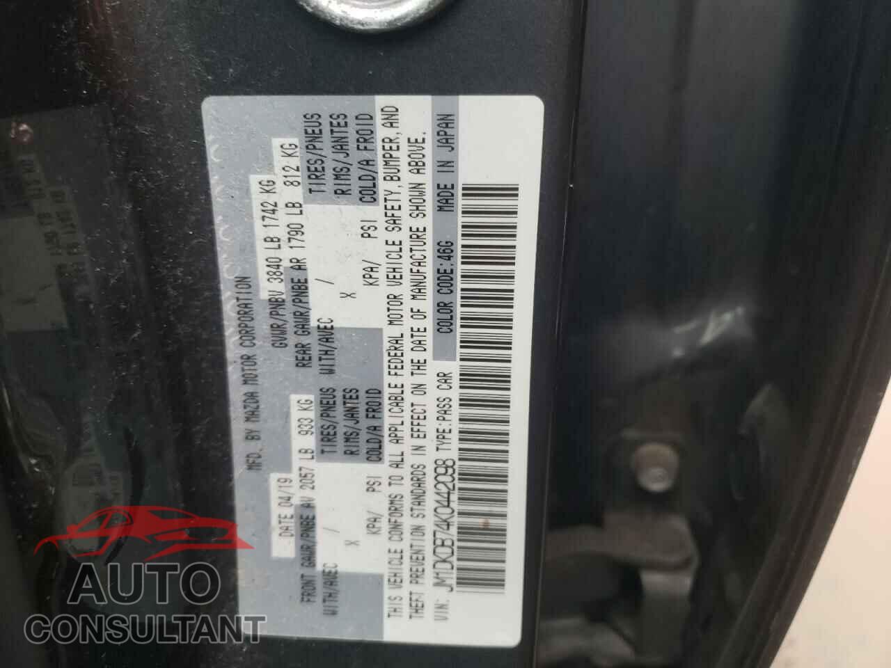MAZDA CX-3 2019 - JM1DKDB74K0442098