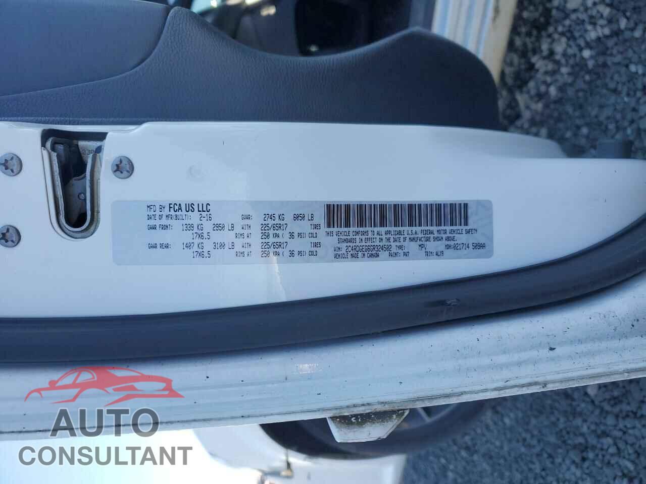DODGE CARAVAN 2016 - 2C4RDGEG6GR324502
