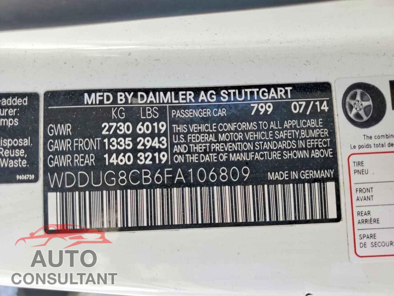 MERCEDES-BENZ S-CLASS 2015 - WDDUG8CB6FA106809