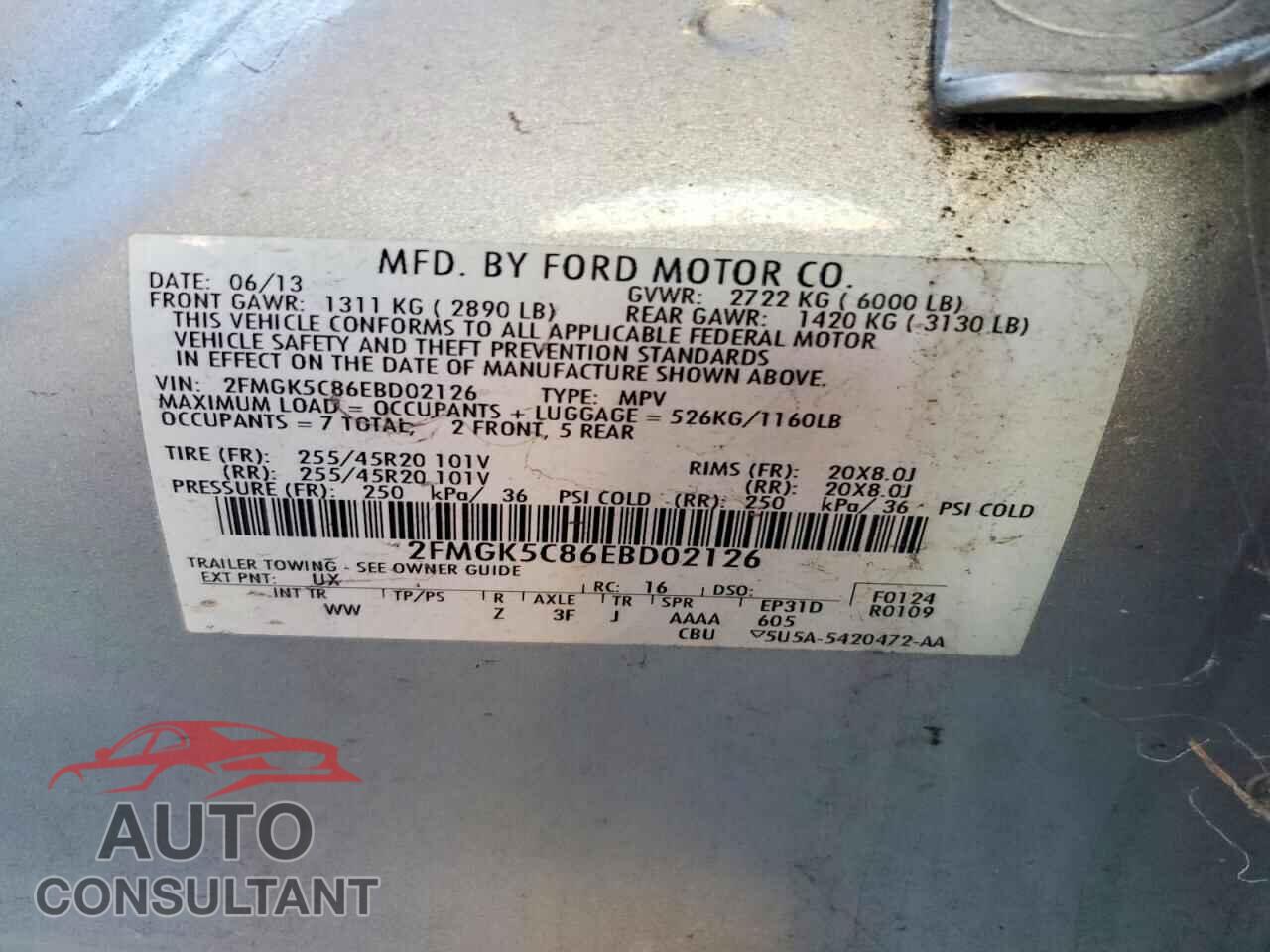FORD FLEX 2014 - 2FMGK5C86EBD02126