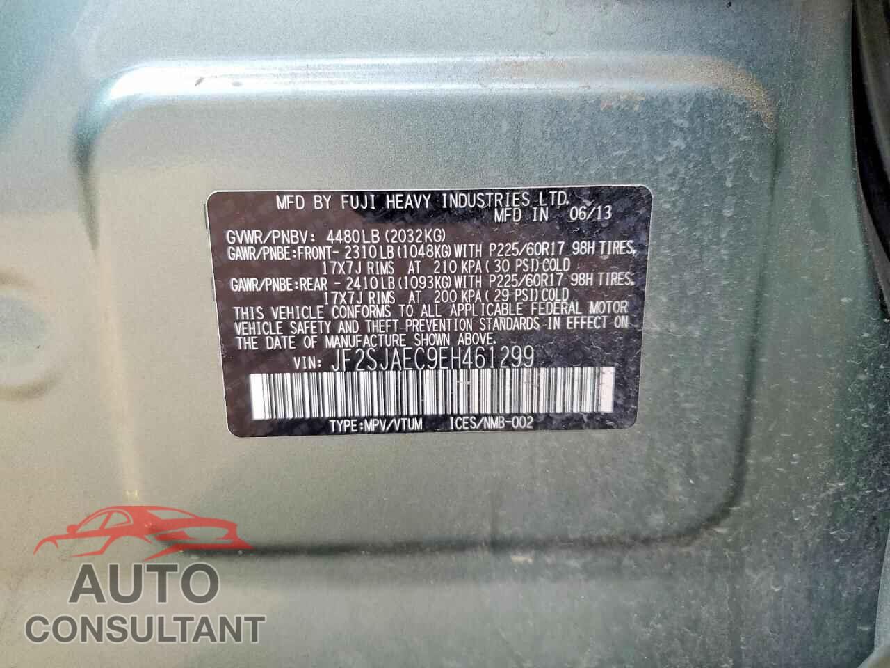 SUBARU FORESTER 2014 - JF2SJAEC9EH461299