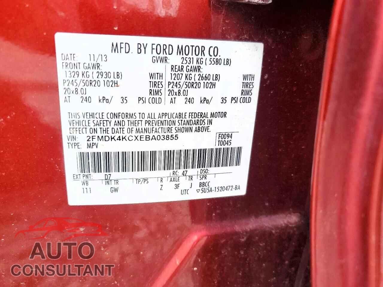 FORD EDGE 2014 - 2FMDK4KCXEBA03855