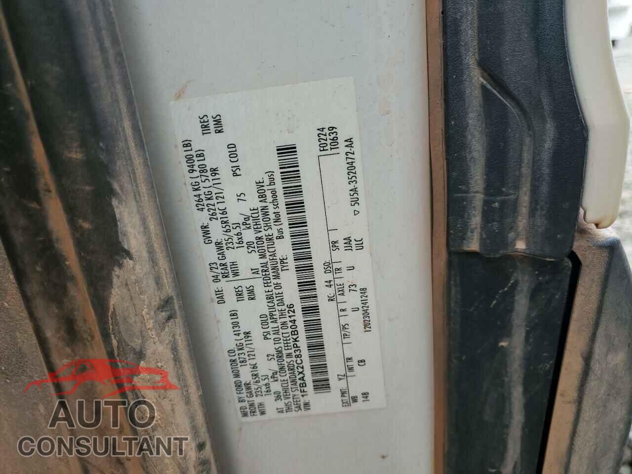 FORD TRANSIT 2023 - 1FBAX2C83PKB04126