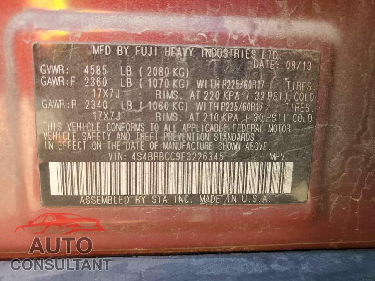 SUBARU OUTBACK 2014 - 4S4BRBCC9E3226345