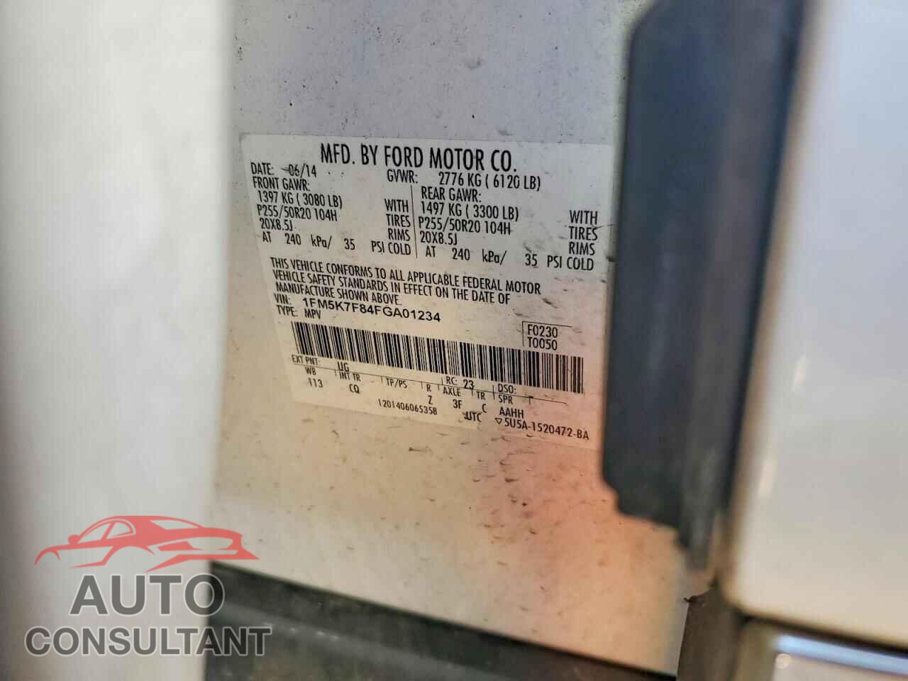 FORD EXPLORER 2015 - 1FM5K7F84FGA01234