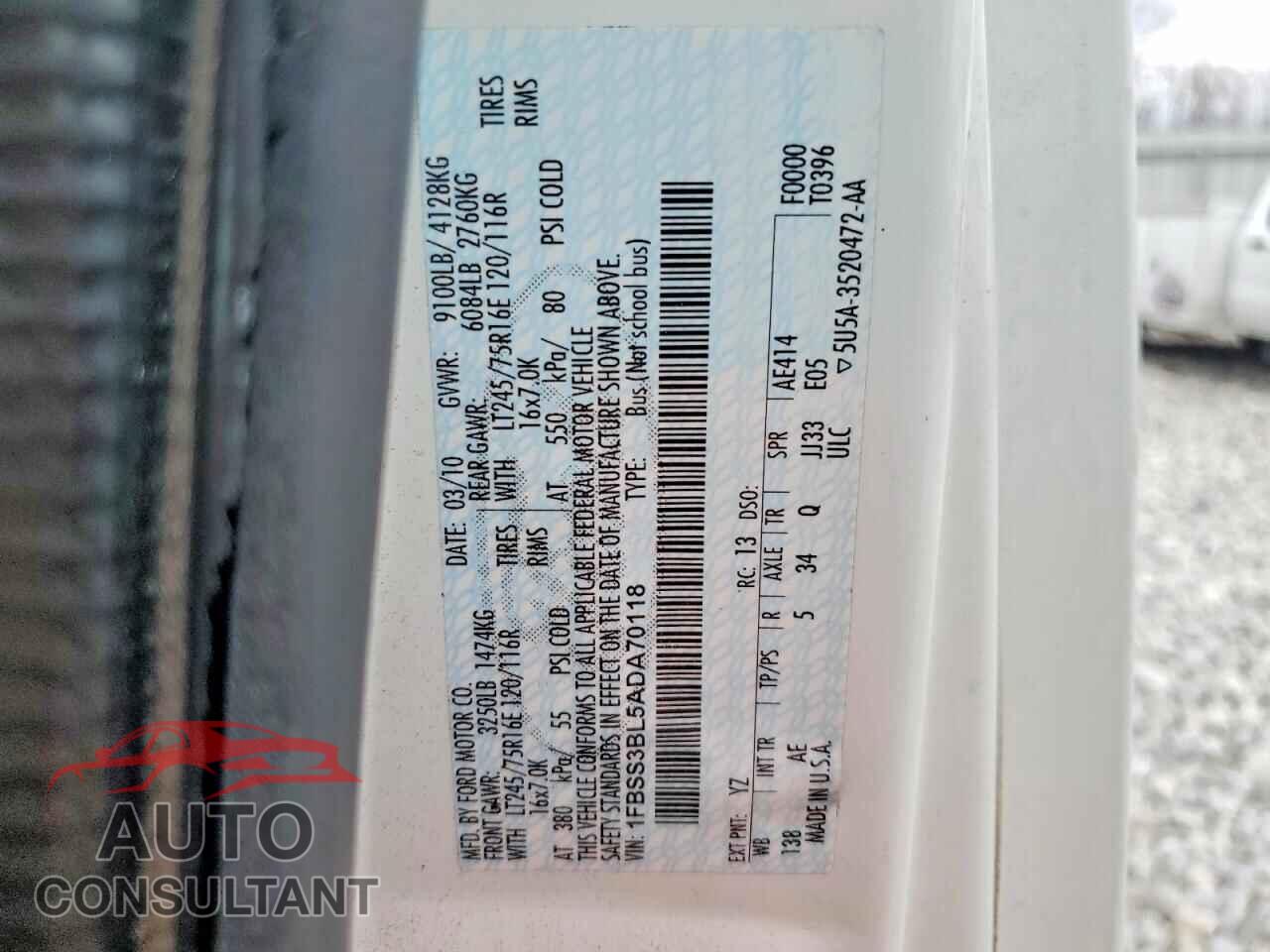 FORD ECONOLINE 2010 - 1FBSS3BL5ADA70118