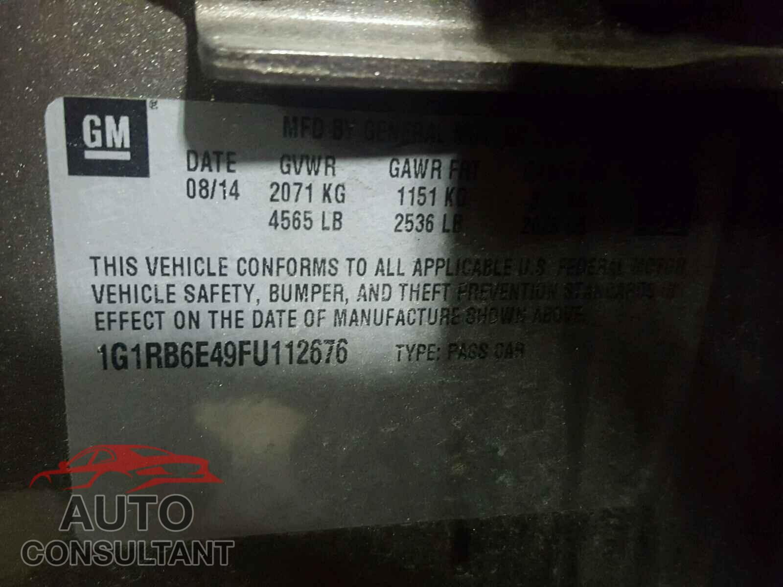 CHEVROLET VOLT 2015 - 1G1RB6E49FU112676