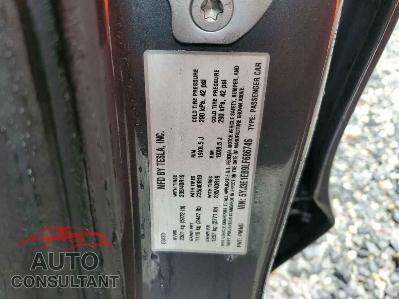TESLA MODEL 3 2020 - 5YJ3E1EB9LF666746
