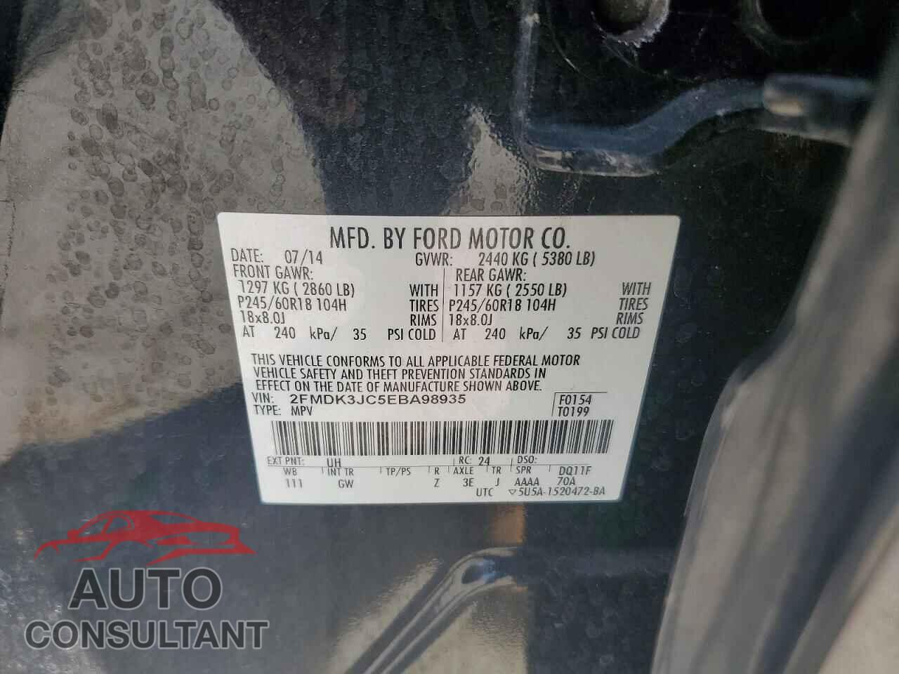 FORD EDGE 2014 - 2FMDK3JC5EBA98935