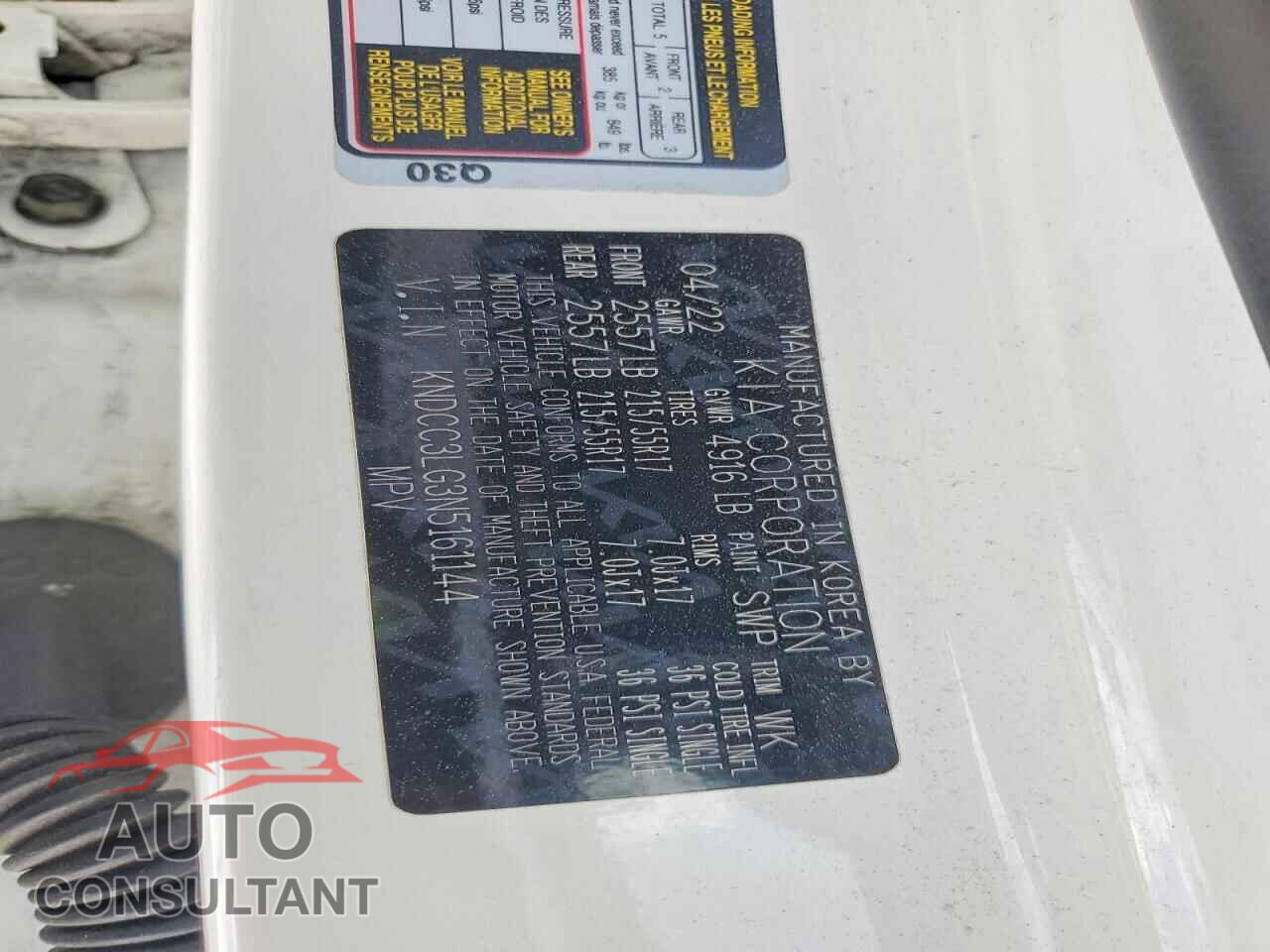 KIA UNKNOWN 2022 - KNDCC3LG3N5161144