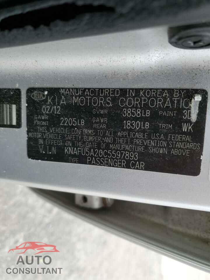 KIA FORTE 2012 - KNAFU5A20C5597893