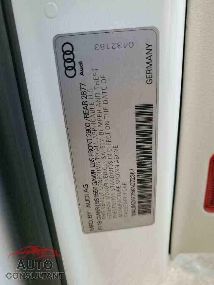 AUDI A6 2019 - WAUM2AF25KN072387