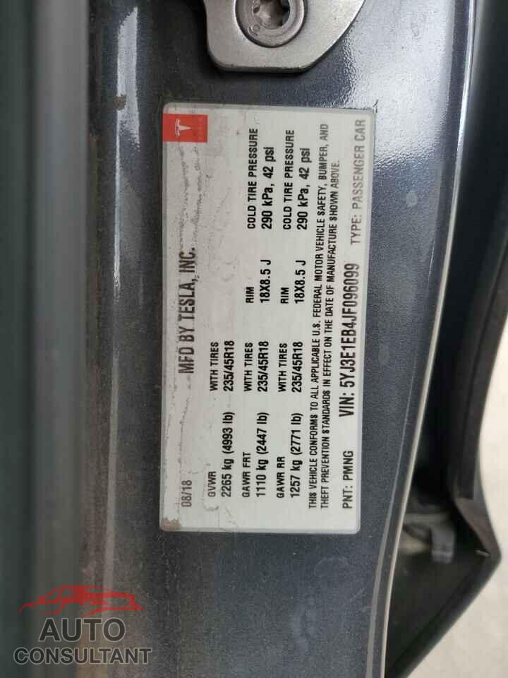 TESLA MODEL 3 2018 - 5YJ3E1EB4JF096099
