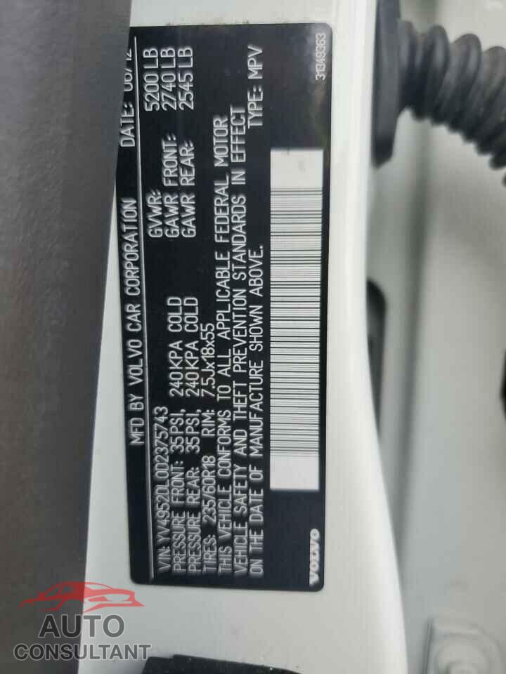 VOLVO XC60 2013 - YV4952DL0D2375743