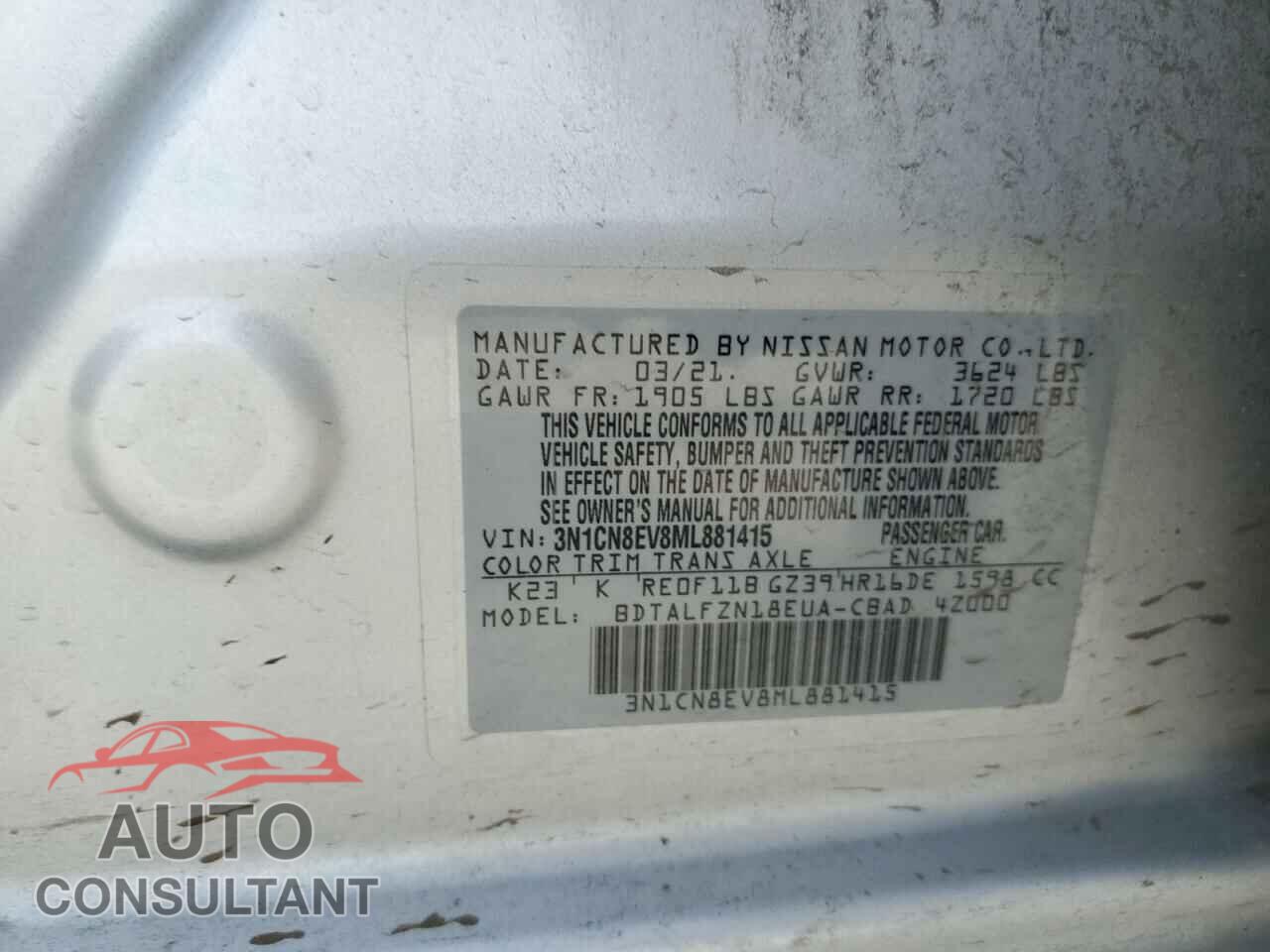 NISSAN VERSA 2021 - 3N1CN8EV8ML881415