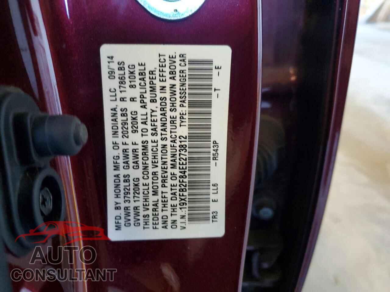HONDA CIVIC 2014 - 19XFB2F84EE273812