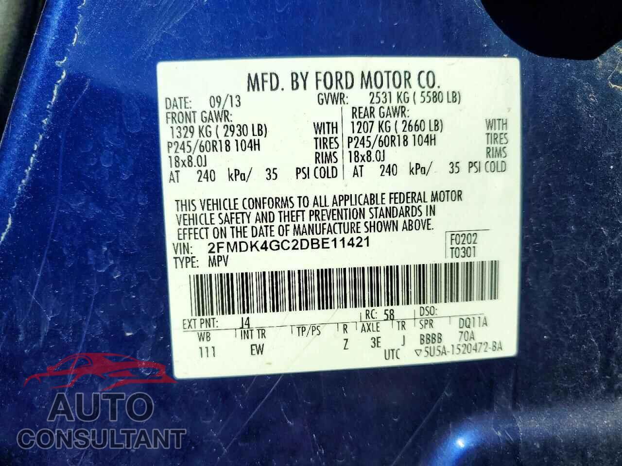 FORD EDGE 2013 - 2FMDK4GC2DBE11421