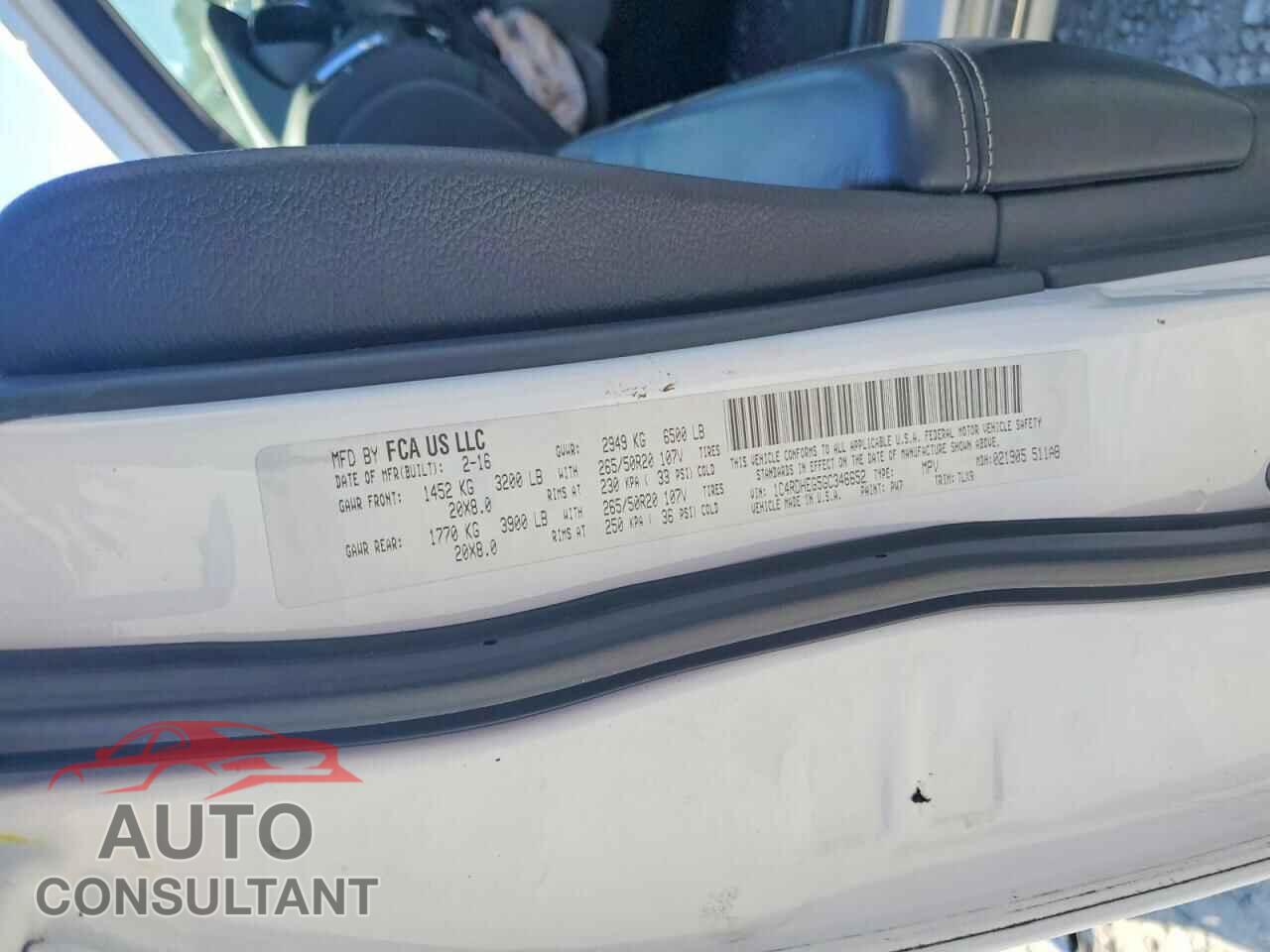 DODGE DURANGO 2016 - 1C4RDHEG5GC346652