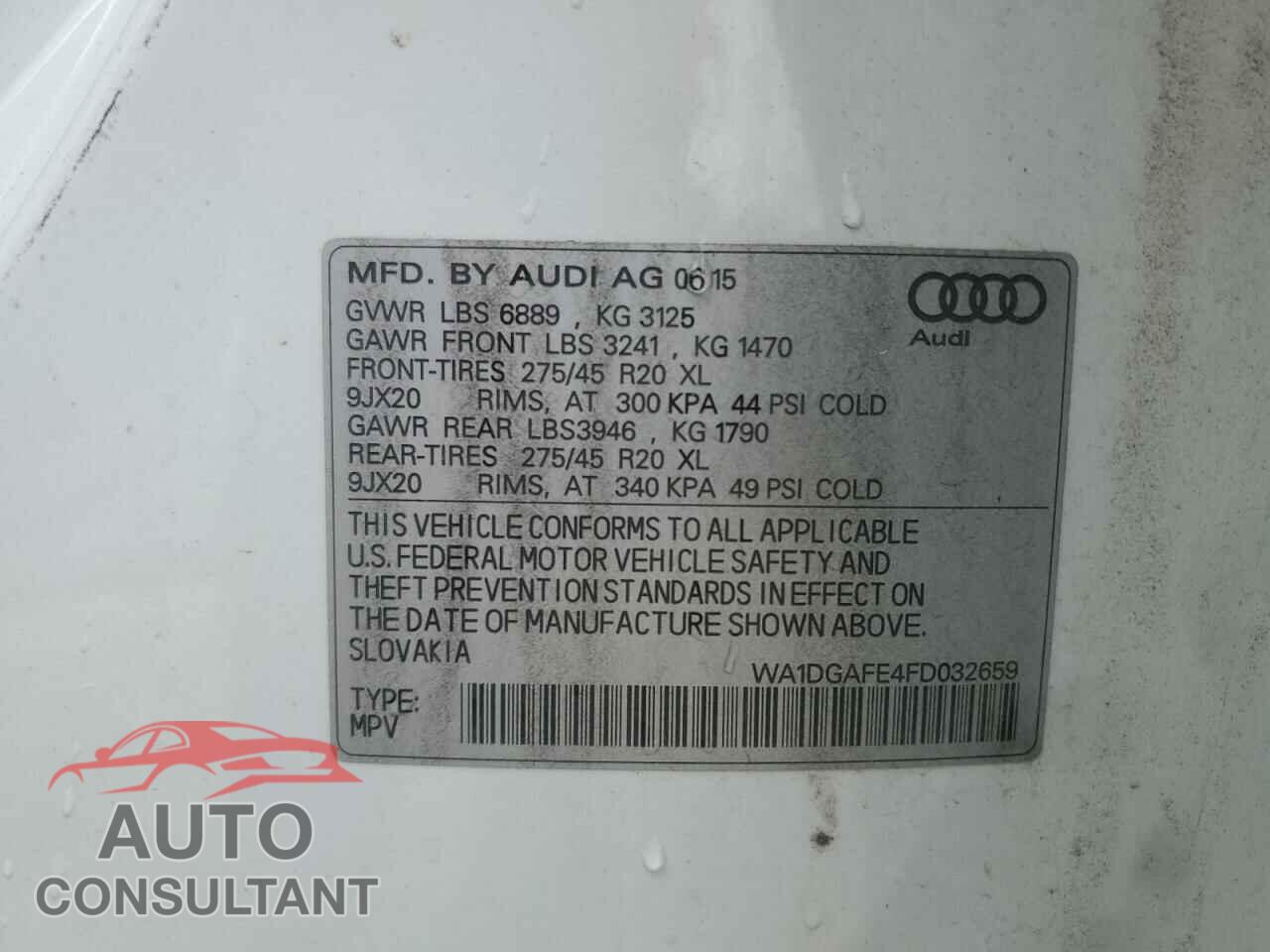 AUDI Q7 2015 - WA1DGAFE4FD032659