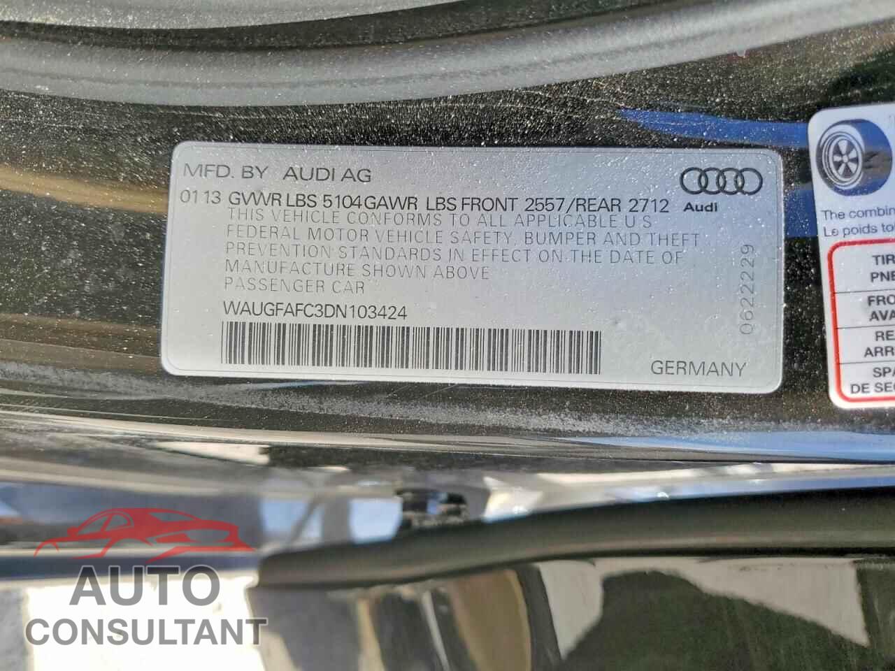 AUDI A6 2013 - WAUGFAFC3DN103424