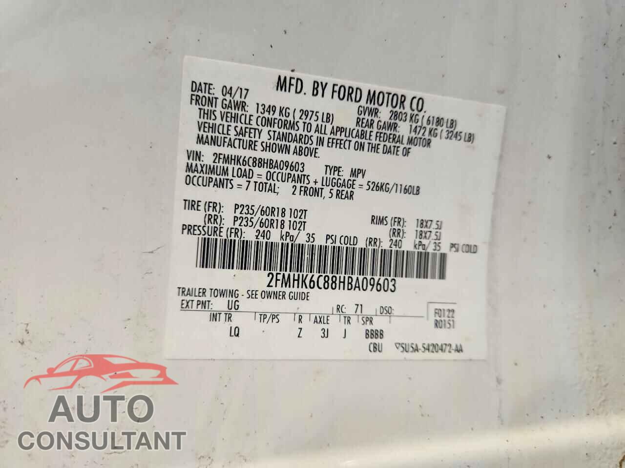 FORD FLEX 2017 - 2FMHK6C88HBA09603